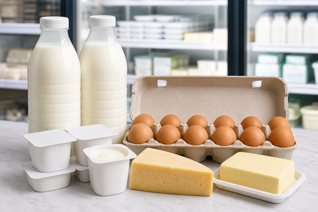 Pack desayuno con lácteos y huevos