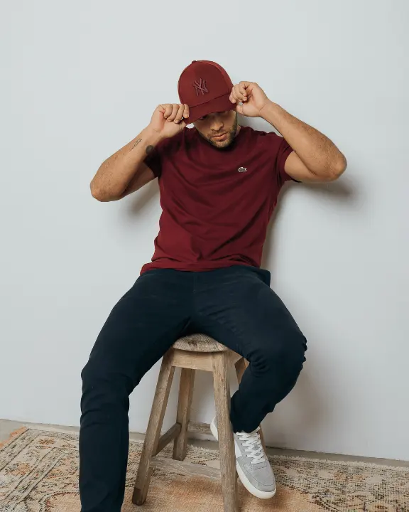 Remera Cuello Redondo Lacoste Bordo