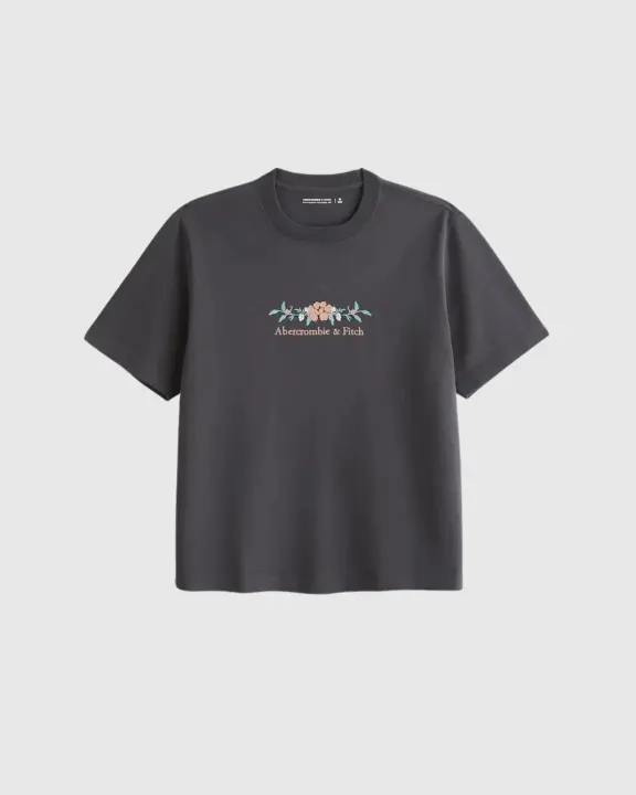 Remera Abercrombie Flowers Marron Oscuro