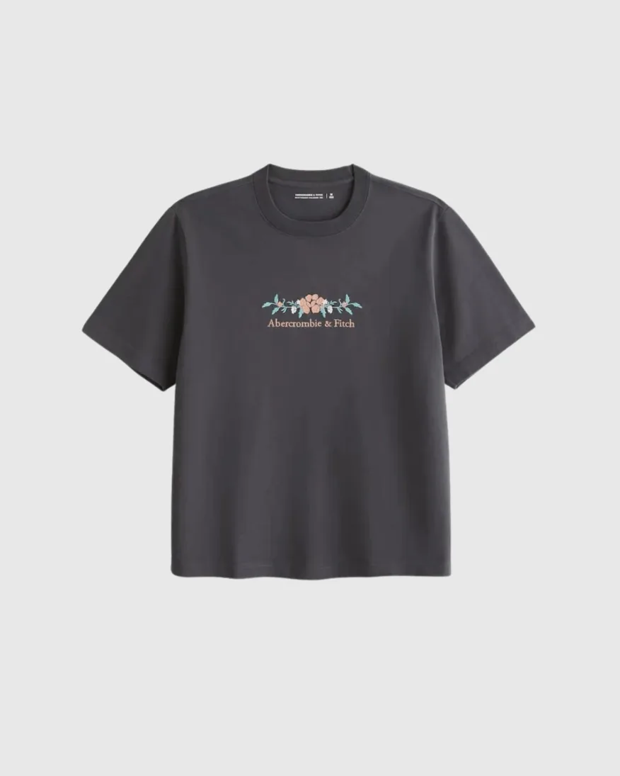 Remera Abercrombie Flowers Marron Oscuro