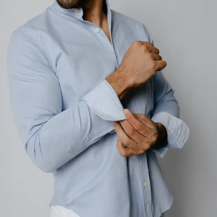 Camisa Liberato Basics Mao Mangas Largas Celeste