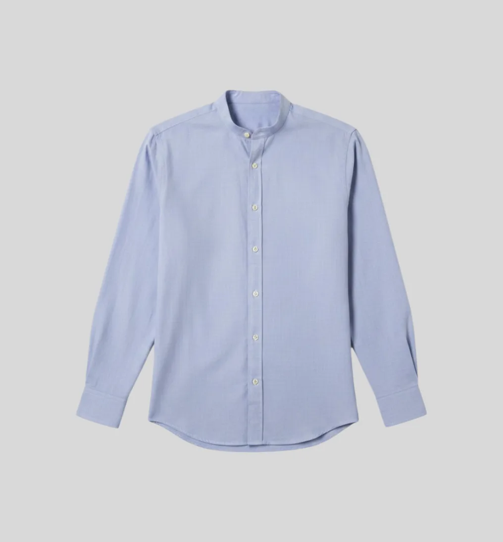 Camisa Liberato Cuello Mao Mangas Largas Celeste