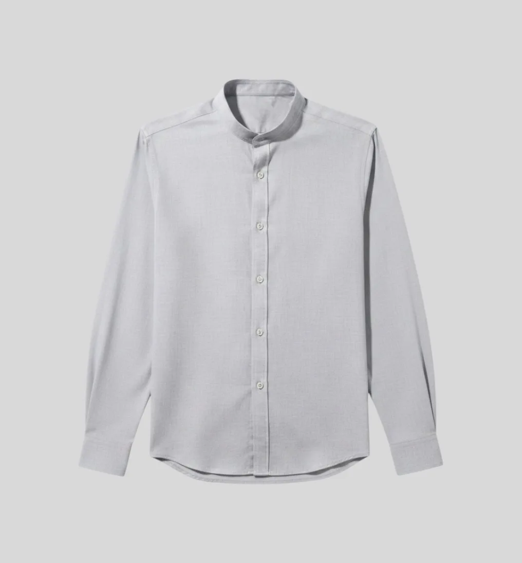 Camisa Liberato Basics Mao Mangas Largas Gris Jaspeada