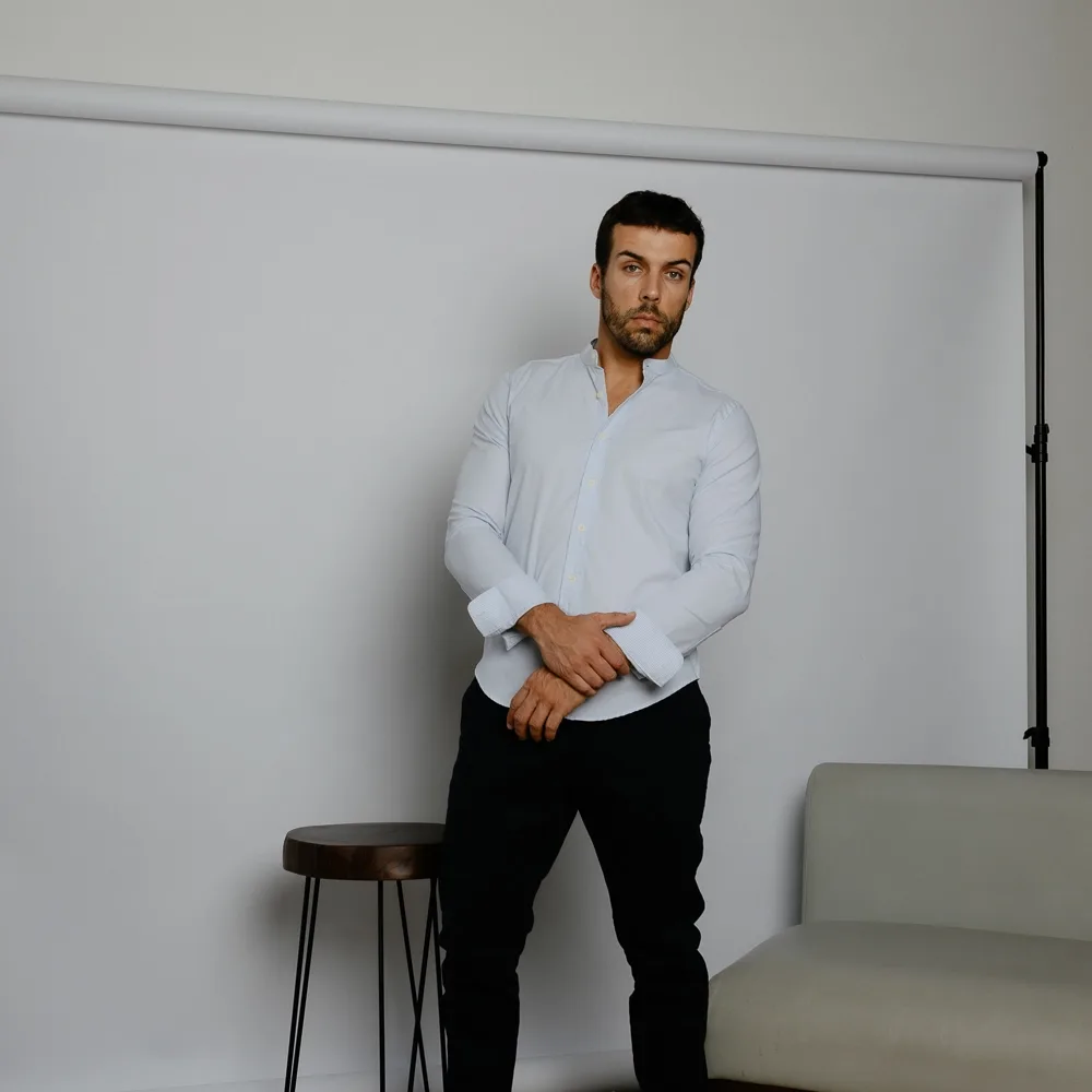 Camisa Liberato Basics Mao Mangas Largas Rayas Celeste