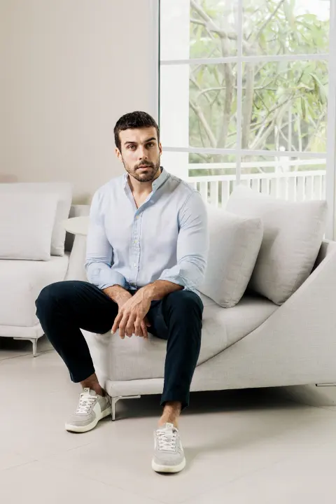 Camisa Liberato Basics Mao Mangas Largas Rayas Celestes