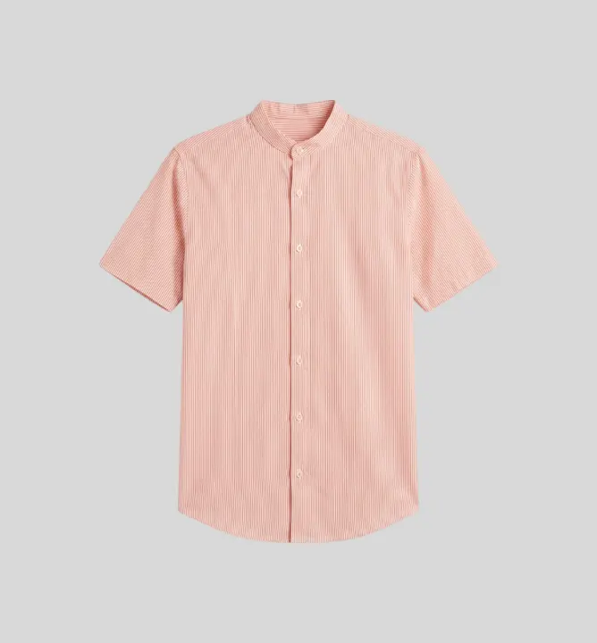 Camisa Liberato Basics Mao Mangas Cortas Rayitas Naranja