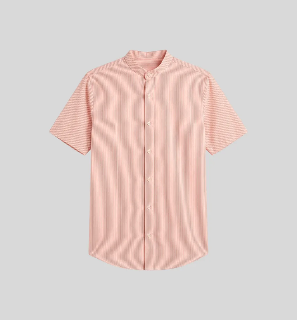 Camisa Liberato Basics Mao Mangas Cortas Rayitas Naranja