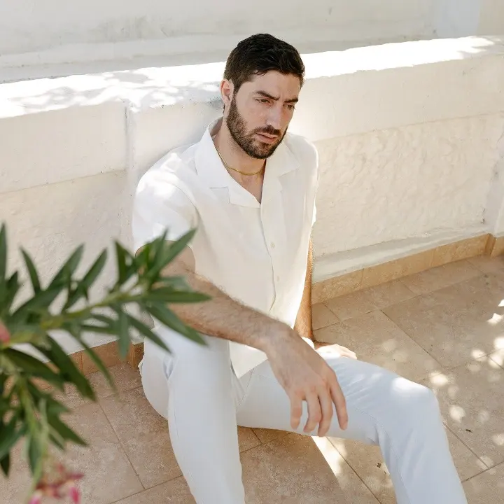 Pantalon Chino Liberato Basics De Lino Celeste