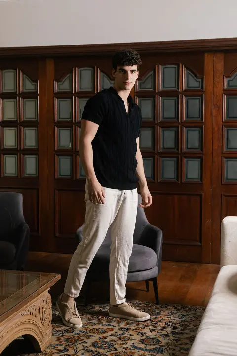 Pantalon Con Goma Liberato De Lino Natural