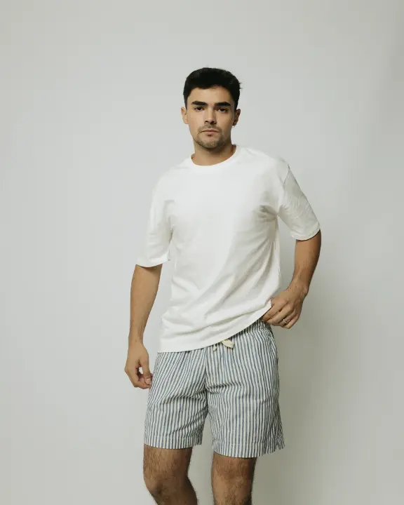 Short Con Goma Liberato De Lino Rayas Azules
