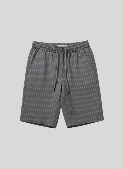 Bermuda Liberato Con Goma Rayada Gris Oscuro