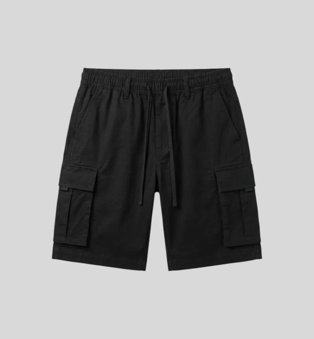 Bermuda Cargo Con Goma Liberato Basics Negra