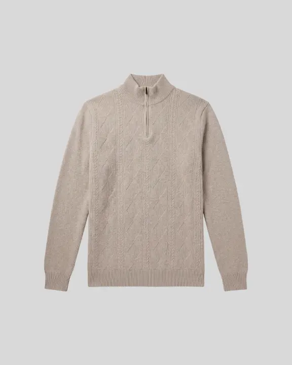 Sweater Liberato Medio Cierre Beige Oscuro