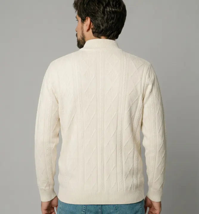 Sweater Liberato Medio Cierre Blanco