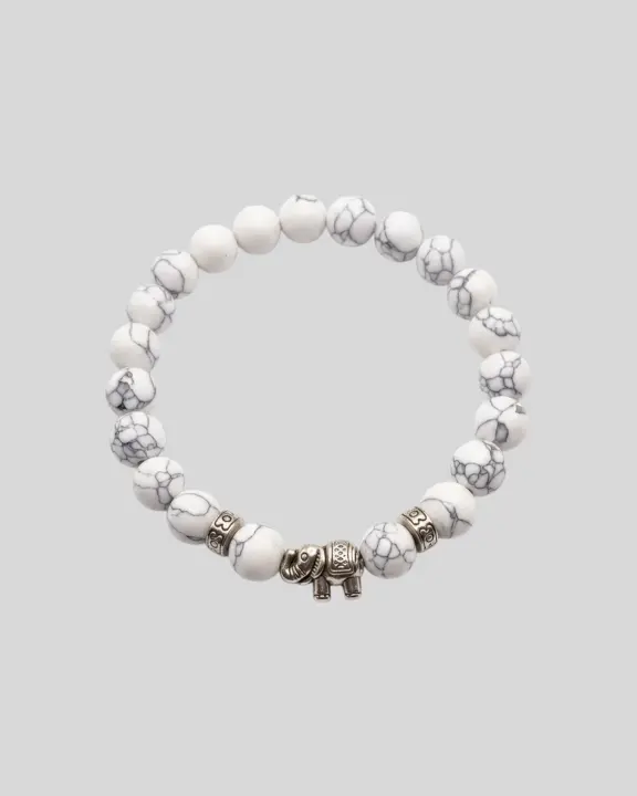 Pulsera Liberato De Piedra Blanca Cebra Elefante
