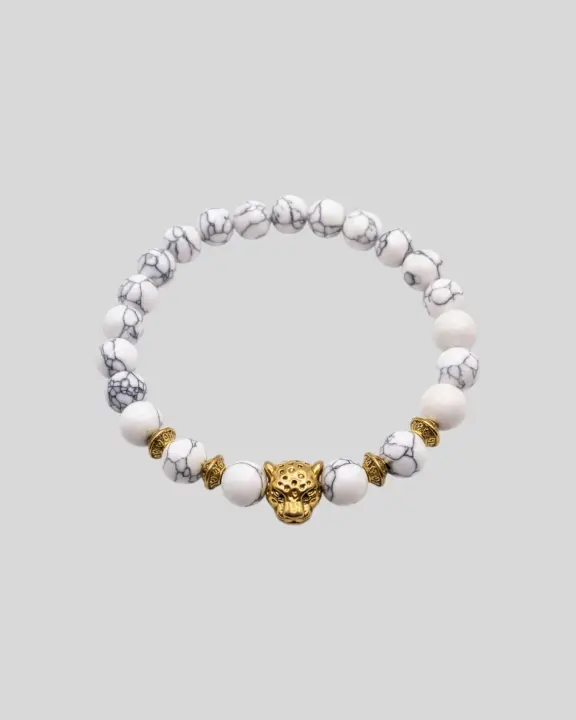Pulsera Liberato De Piedra Blanca Cebra Tigre