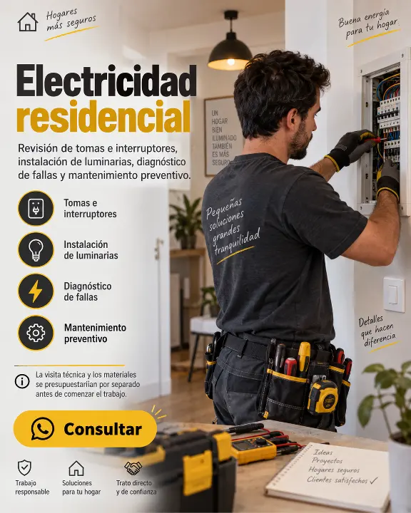 Electricista domiciliario para instalaciones y reparaciones