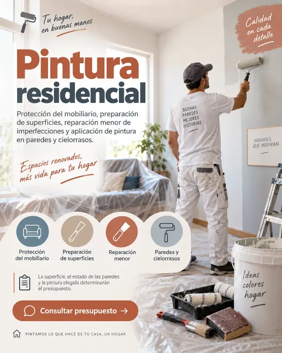 Pintura de interiores y preparación de paredes