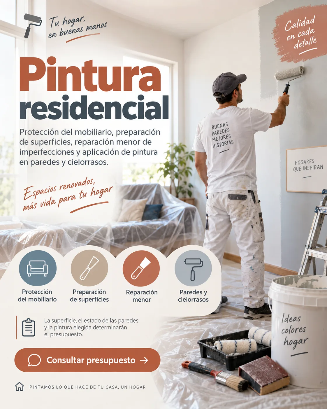 Pintura de interiores y preparación de paredes