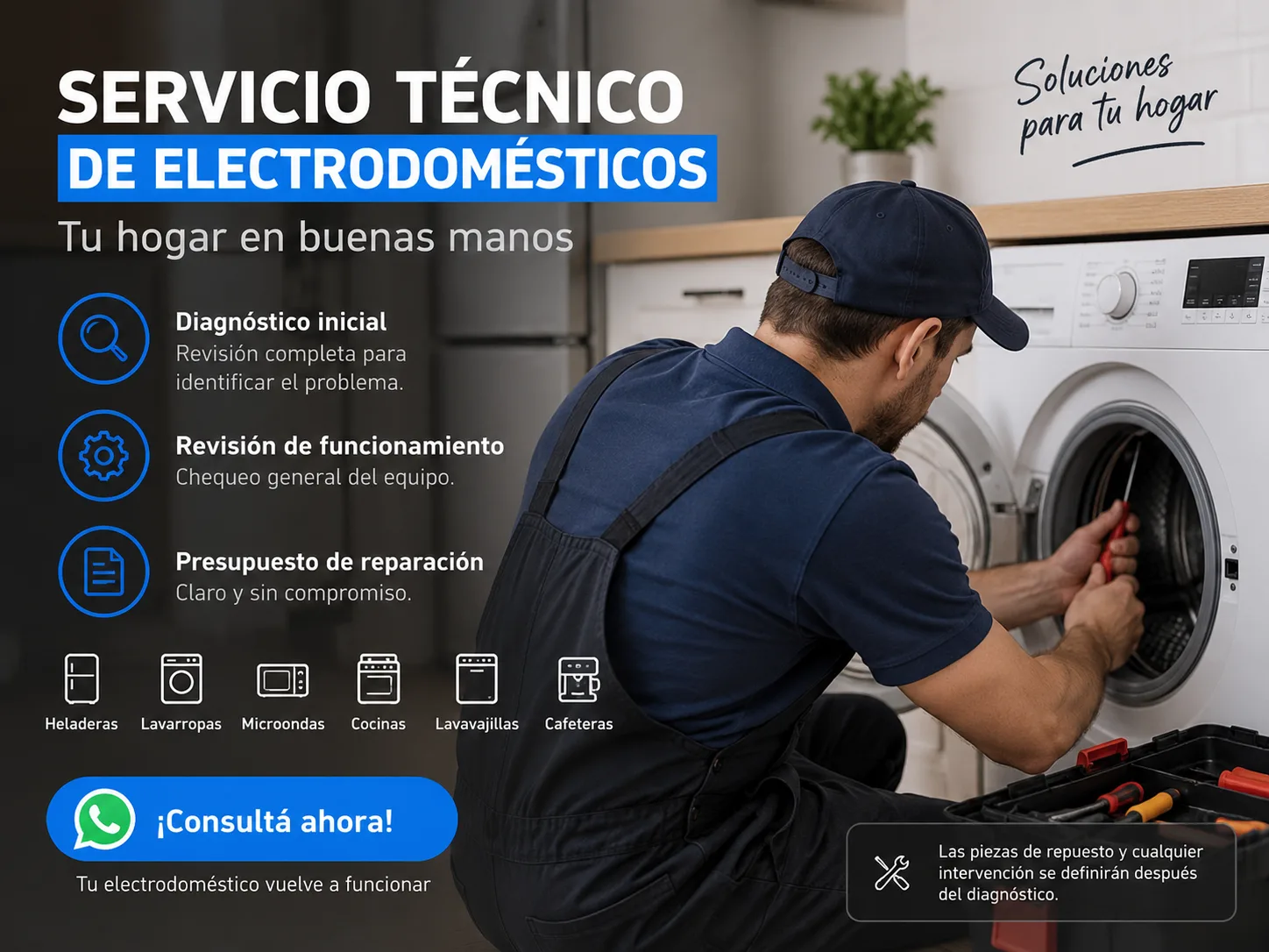 Diagnóstico y reparación de electrodomésticos (ejemplo)