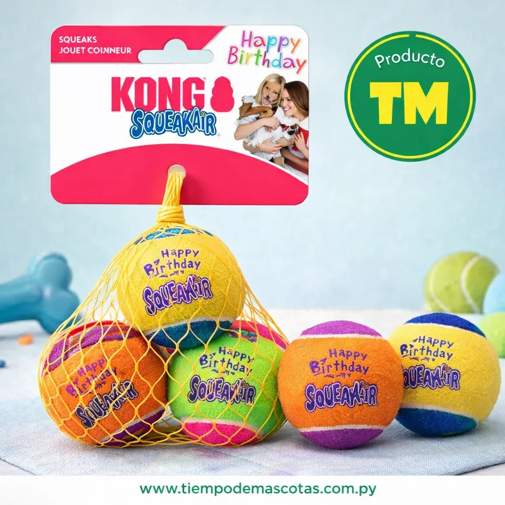 Kong Squearair Balls Birthday 3 Pelotas Colores Med