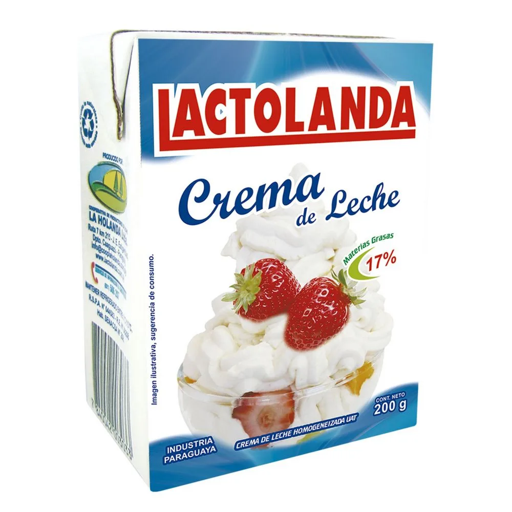 CREMA DE LECHE LACTOLANDA TETRA X 200GR.