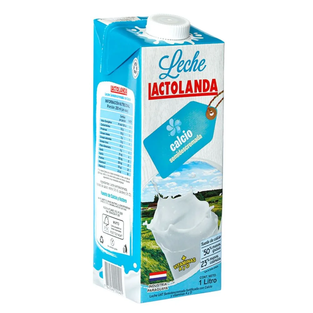 LECHE LACTOLANDA SEMIDESCR. CON CALCIO UAT 1L.
