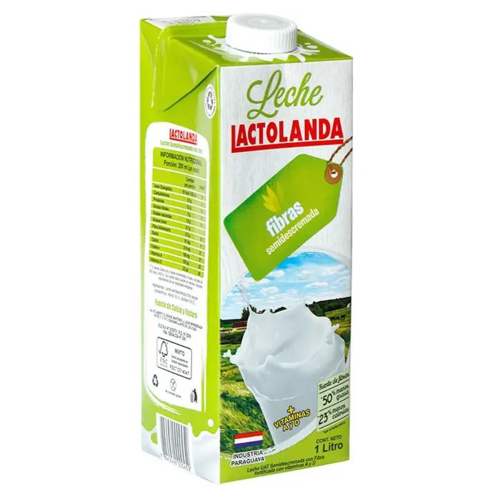 LECHE LACTOLANDA SEMIDESCR.CON FIBRAS UAT 1L.